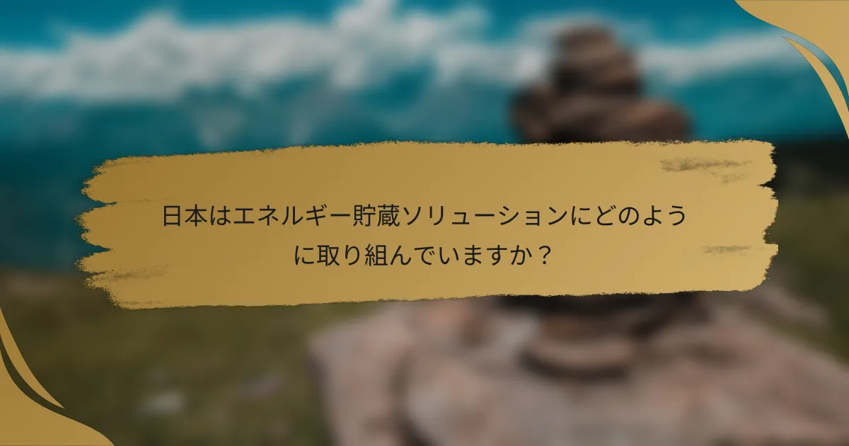 日本はエネルギー貯蔵ソリューションにどのように取り組んでいますか?