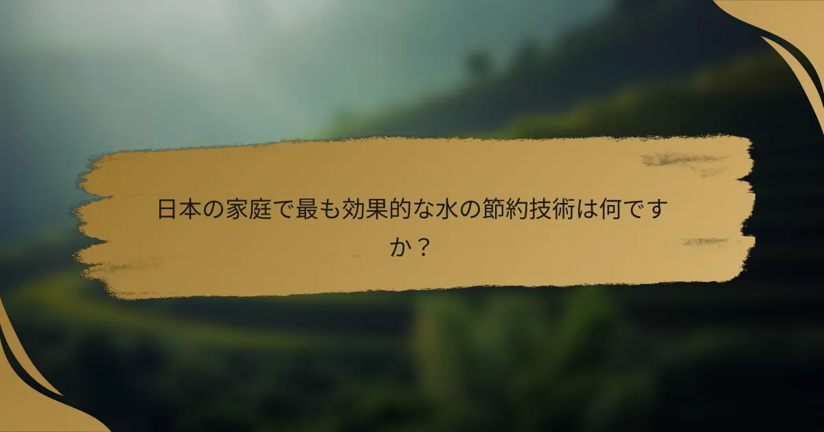 日本の家庭で最も効果的な水の節約技術は何ですか？