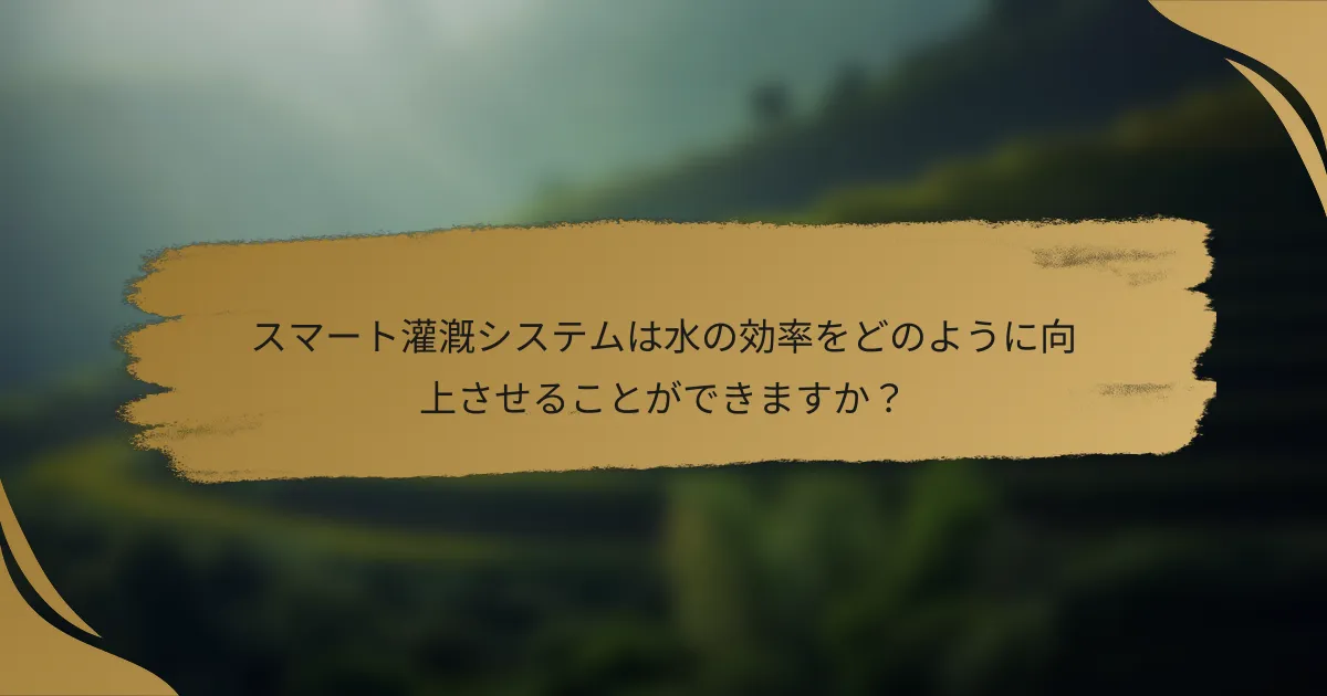 スマート灌漑システムは水の効率をどのように向上させることができますか？