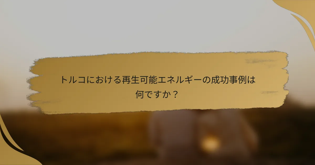 トルコにおける再生可能エネルギーの成功事例は何ですか?