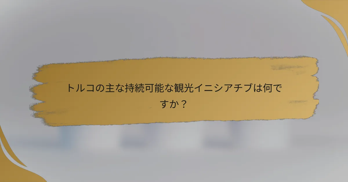トルコの主な持続可能な観光イニシアチブは何ですか？