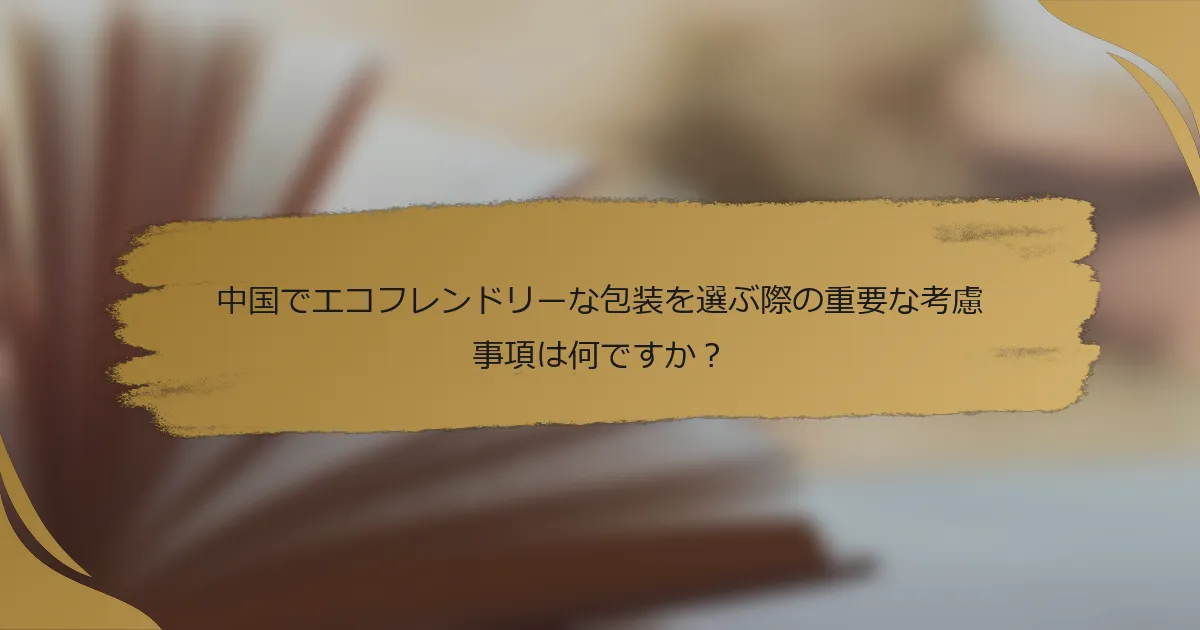 中国でエコフレンドリーな包装を選ぶ際の重要な考慮事項は何ですか?