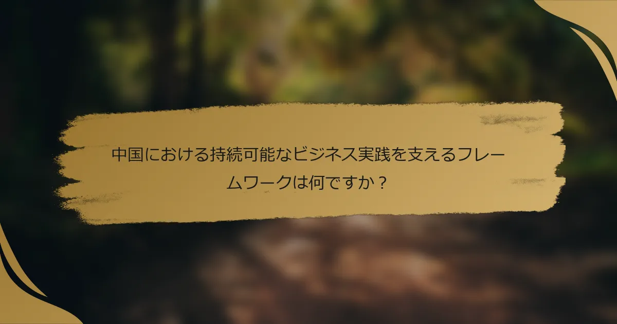 中国における持続可能なビジネス実践を支えるフレームワークは何ですか?