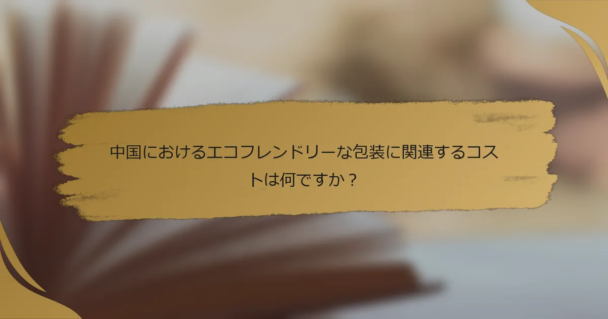 中国におけるエコフレンドリーな包装に関連するコストは何ですか?