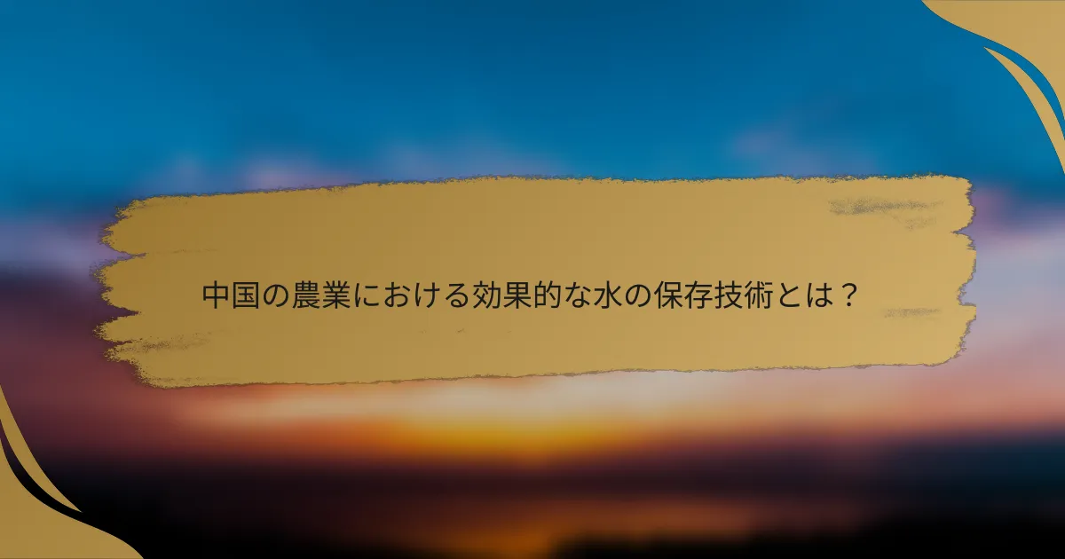 中国の農業における効果的な水の保存技術とは?