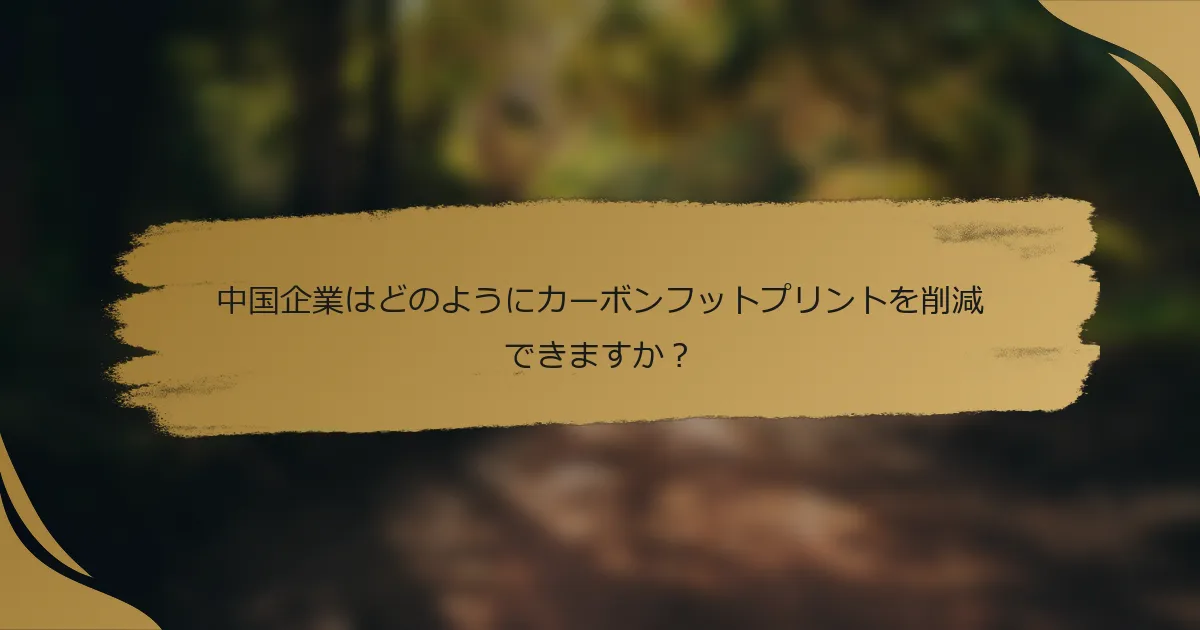 中国企業はどのようにカーボンフットプリントを削減できますか?