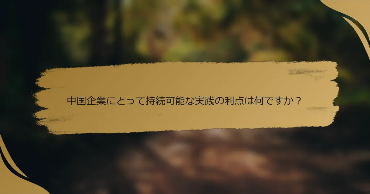 中国企業にとって持続可能な実践の利点は何ですか?
